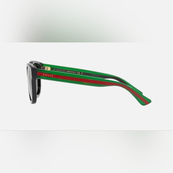 Gucci Men's Sunglasses Black Green Polarized Rectangle GG0003S 52mm 52-21-145 - Picture 7 of 16